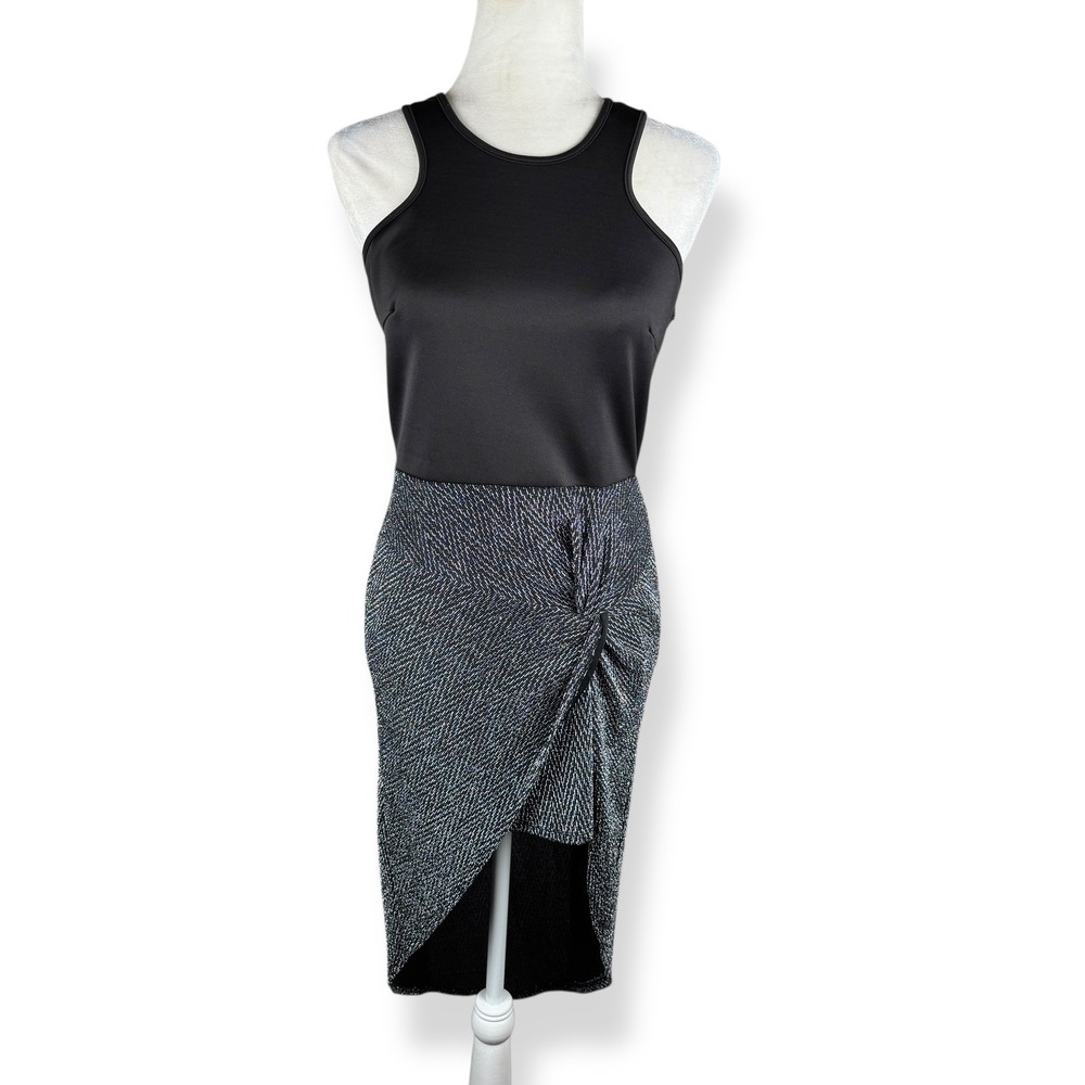 Charlotte Russe Glitter Asymmetrical Knot Dress Size Large Bodycon Y2K‎ USA Made